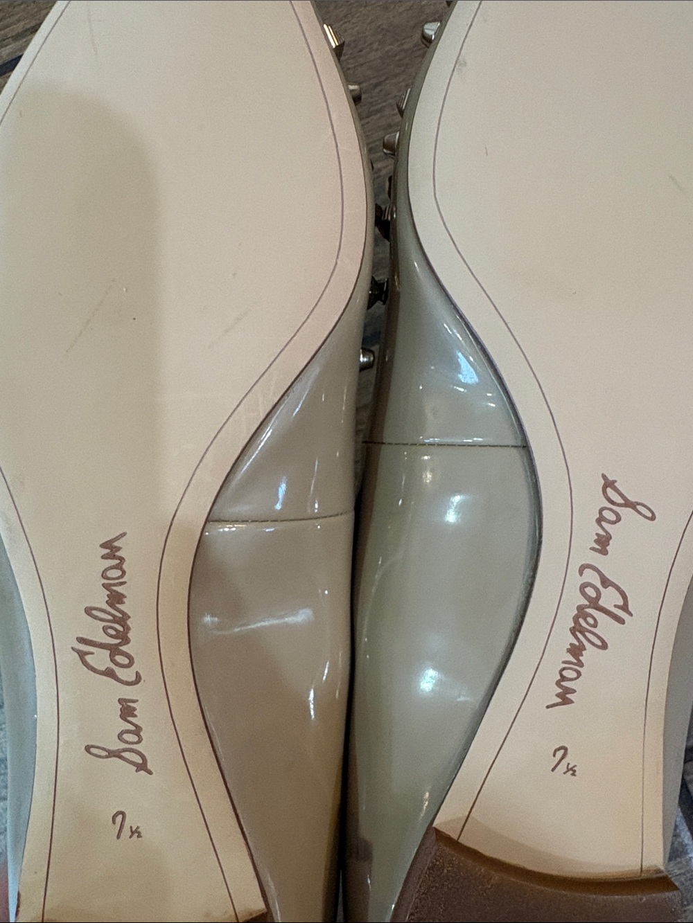 Sam Edelman Beige Pointed-Toe Studded Flats - Picture 4 of 5